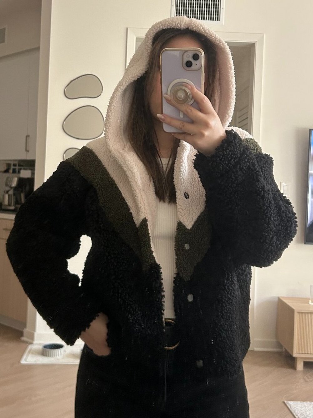 Pull&Bear Women's Multi Teddy Jacket